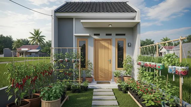Model Rumah dengan Taman Edible di Teras