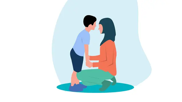 Ilustrasi ibu dan anak laki-laki