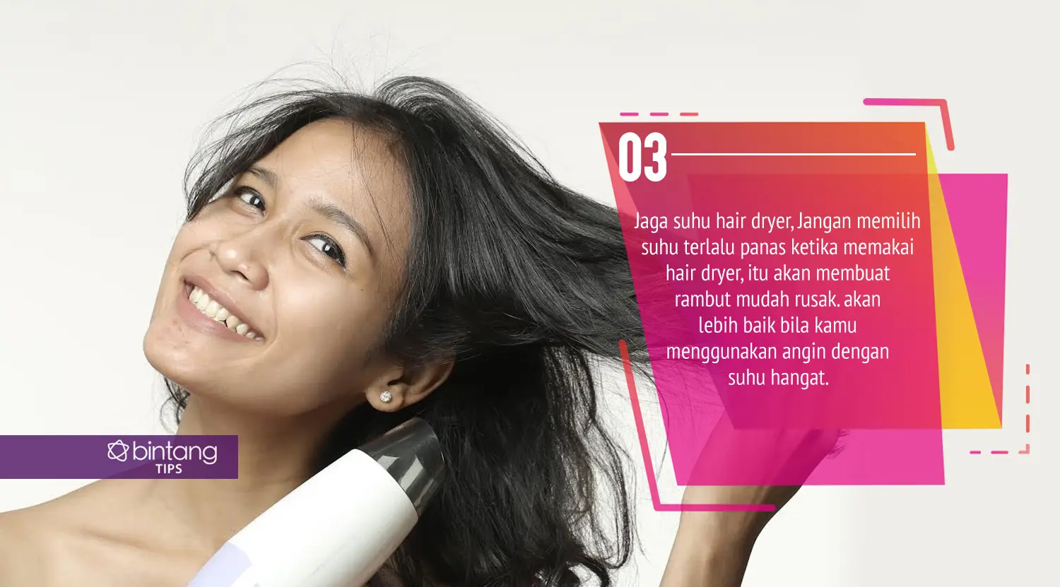 Ilustrasi memakai hair dryer. (Foto: Daniel Kampua/Bintang.com, Digital Imaging: Nurman Abdul Hakim/Bintang.com)