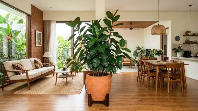 Tanaman untuk Pembatas Ruangan di Rumah Tanpa Sekat (AI Generated)