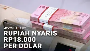 Rupiah Nyaris 18.000 per Dolar AS