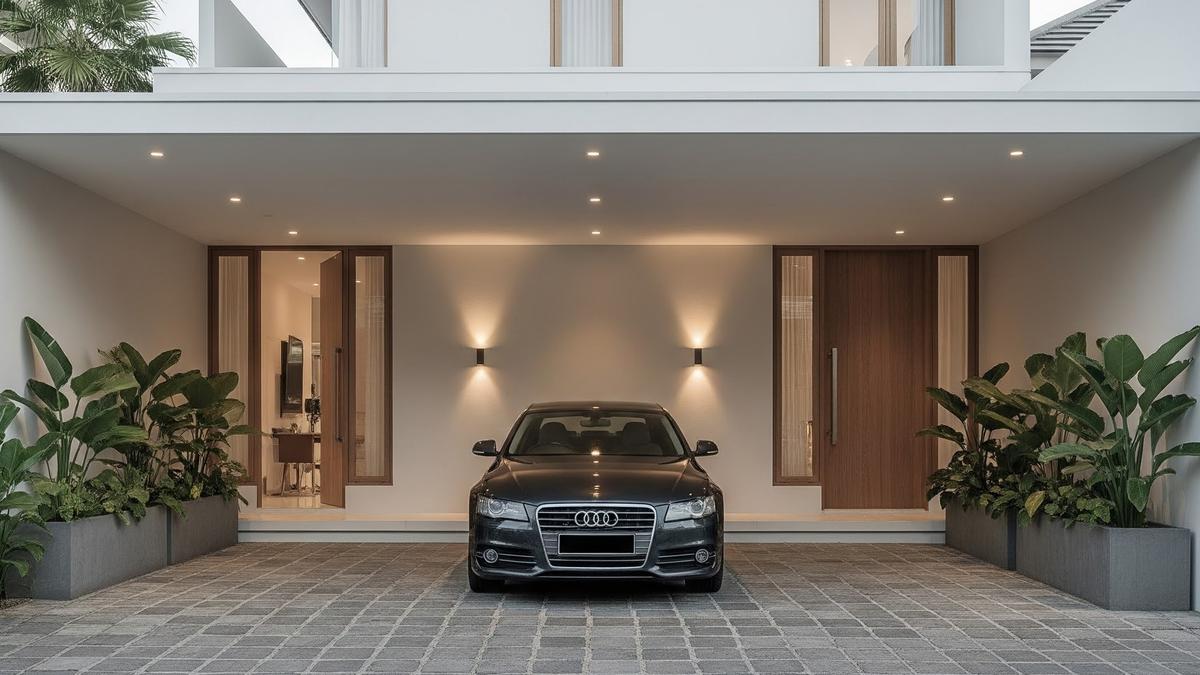 8 Inspirasi Carport dengan Batu Andesit 2025, Tampil Kokoh dan Elegan di Hunian Minimalis