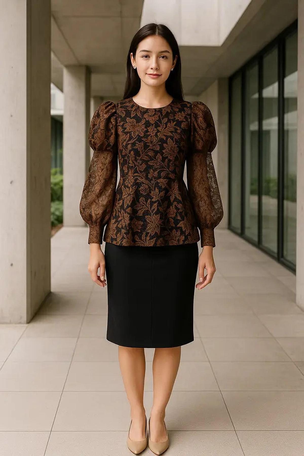 7 Model Batik Brokat Kombinasi Lengan Puff dan Bishop yang Sedang Hits di 2025
