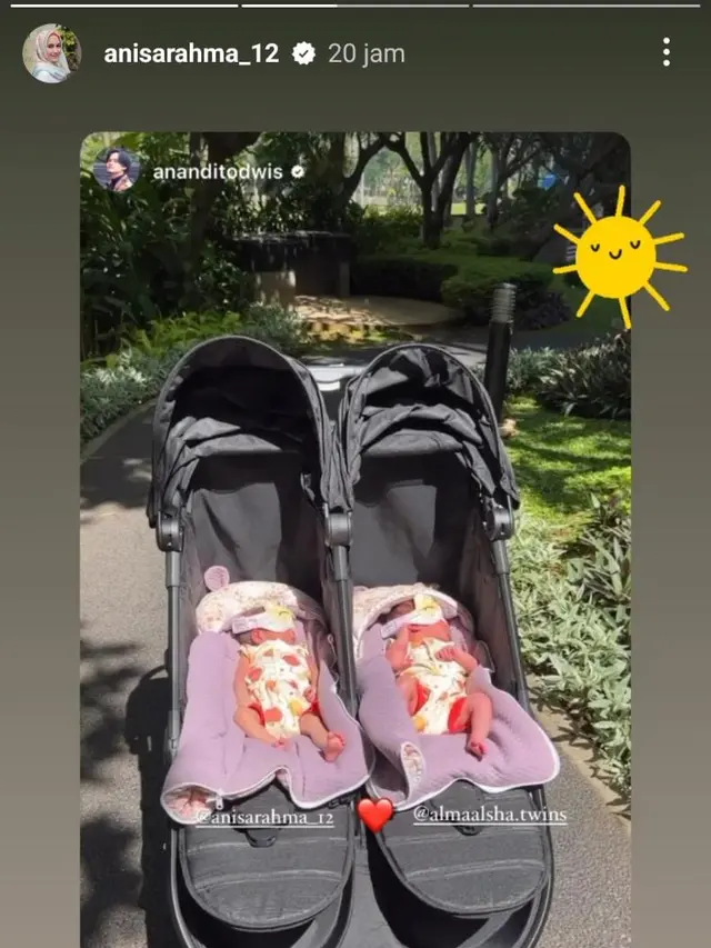 Anisa Rahma dan Suami saat jemur si kembar