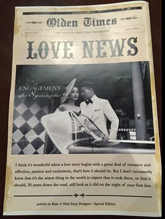 Konsep lamaran Glenn Alinskie dan Chelsea Olivia, pasangan artis ini terlihat serasi dalam nuansa vintage. (Photo : Instagram)