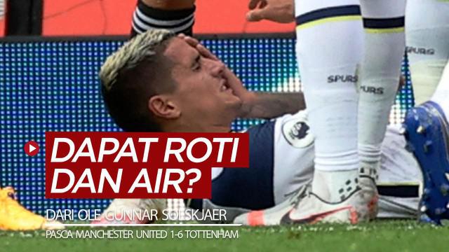 Berita video pemain Tottenham Hotspur, Erik Lamela, bakal mendapatkan roti dan air dari Manajer Manchester United, Ole Gunnar Solskjaer. Kok bisa?