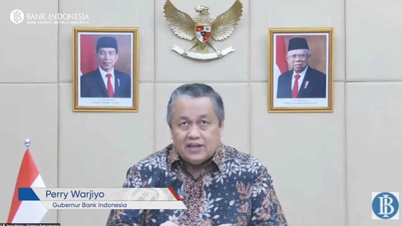 Gubernur Bank Indonesia Perry Warjiyo dalam konferensi pers kebijakan penyelenggaraan BI-Fast, Jumat (22/10/2021).