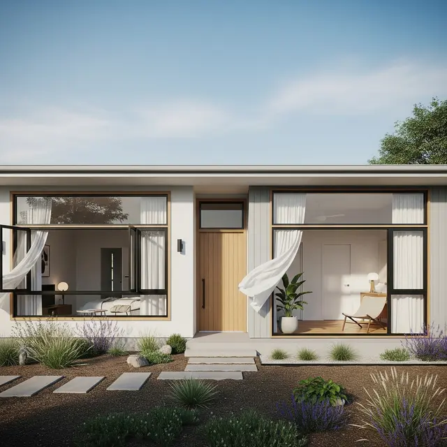 Rumah Minimalis Elegan 1 Lantai dengan Bukaan Jendela Dua Arah (Gemini AI)