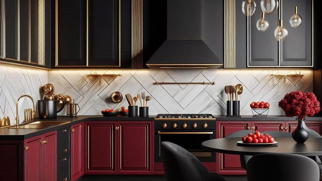 Desain Dapur Warna Merah Hitam