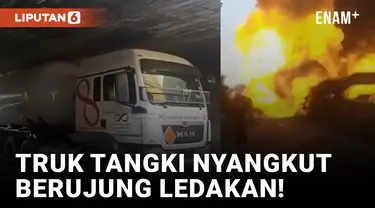 Truk Tangki Gas Cair Meledak Saat Nyangkut di Bawah Jembatan