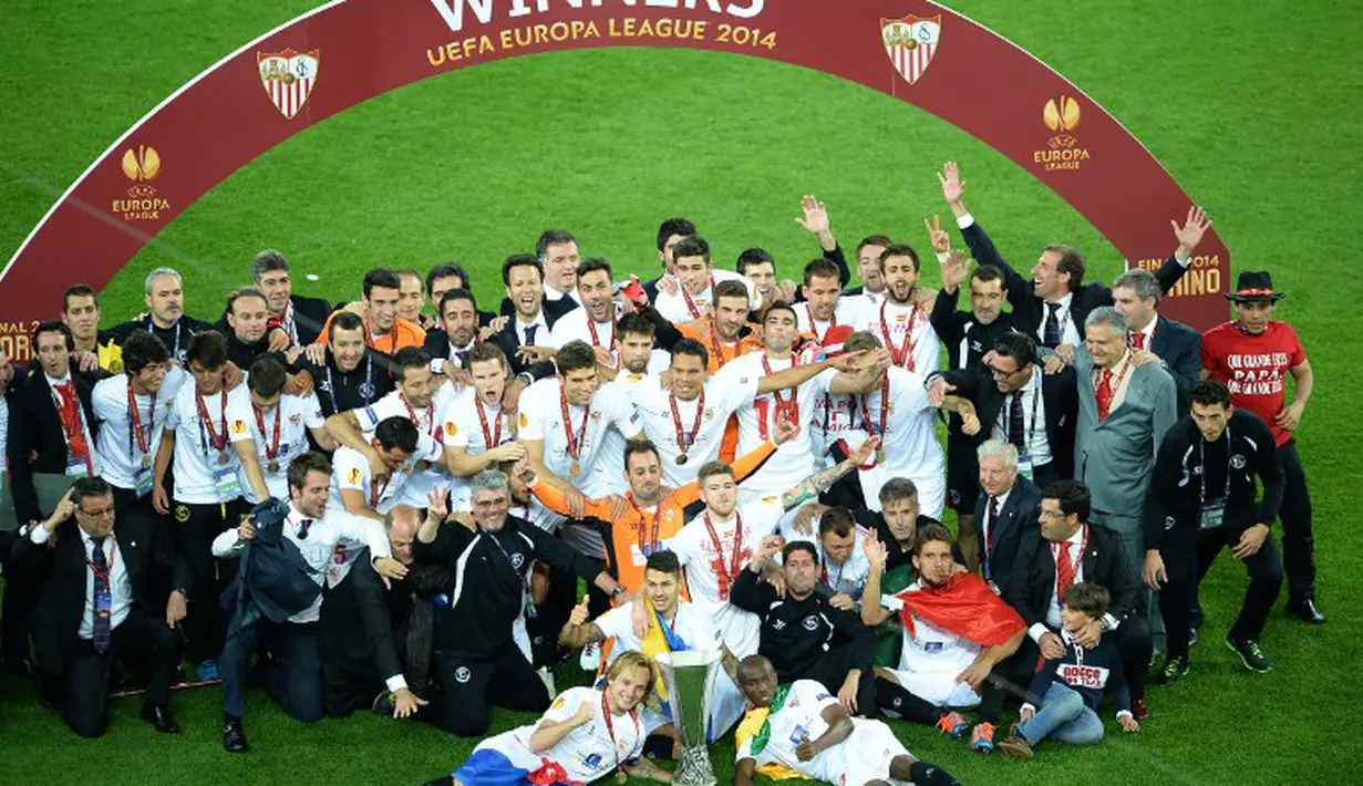 Sevilla berhasil menjuarai European League tahun 2014, di Juventus Stadium, Itali, Jumat (24/4/2015). (AFP) 