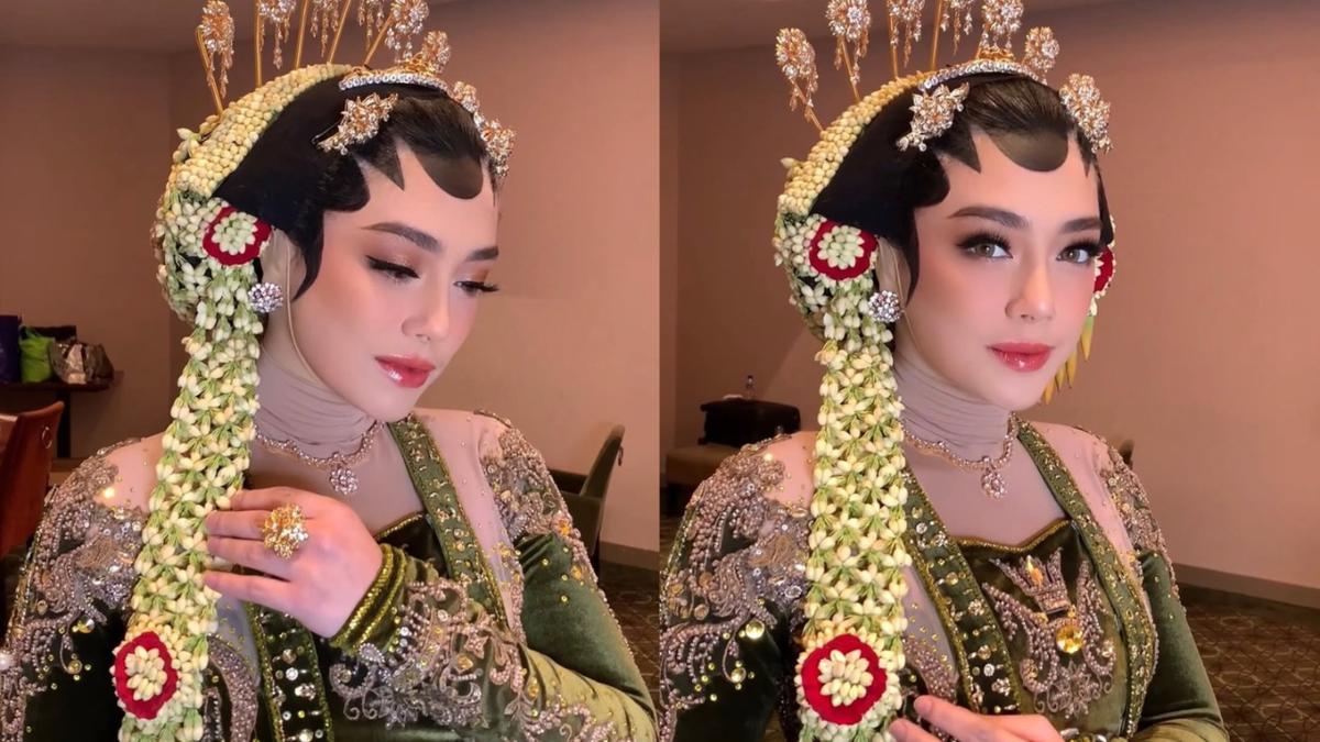 Potret Celine Evangelista dengan Paes Jawa Hijab di Gala Premier Film Danyang Wingit