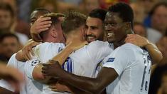 Leicester City menang 3-0 atas Club Brugge pada laga Liga Champions Grup G, di Jan Bredelstadion, Brugge, Kamis (15/9/2016) dini hari WIB. Riyad Mahrez mencetak 2 gol Leicester. (Reuters/Eric Vidal)