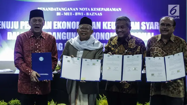 BI Teken MoU Keuangan Syariah dengan MUI, Baznas, dan BWI