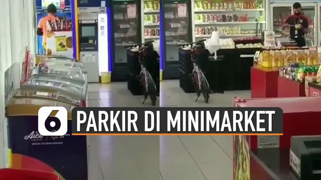 VIDEO: Viral Pesepeda Parkir di Dalam Minimarket