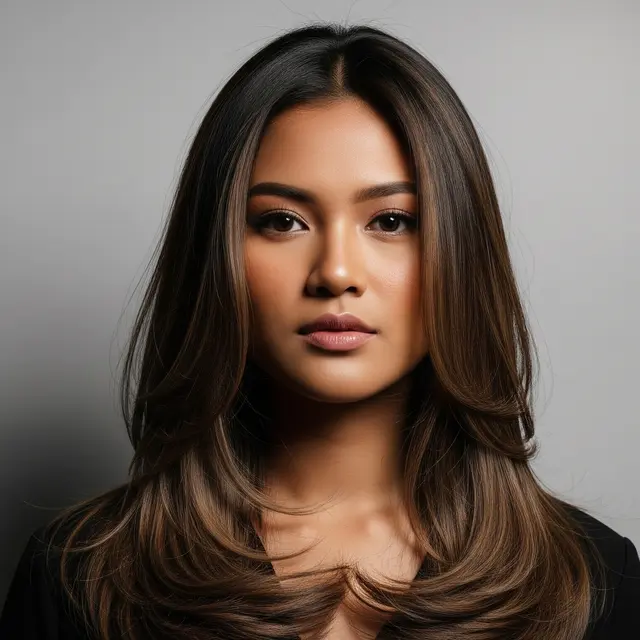 Model Rambut Warna Coklat Caramel dengan Sentuhan Ash