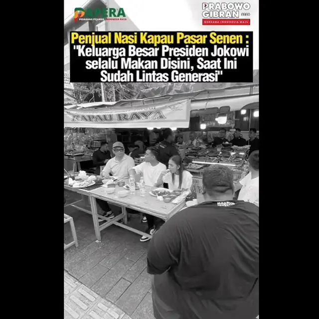 Gibran Rakabuming Makan di Nasi Kapau Pasar Senen Usai Blusukan, Ternyata Sudah Lama Jadi Langganan Keluarga Jokowi.  foto: Twitter (X) @don_muzakir_