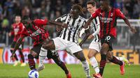 Grande partita giornata keempat Liga Italia musim 2021/2022 antara Juventus dan AC Milan berakhir tanpa pemenang. Kedua kesebelasan harus puas berbagi poin. (La Presse via AP/Marco Alpozzi)