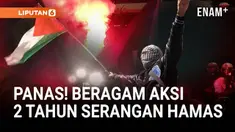 Ribuan warga berunjuk rasa di Athena, Yunani, Selasa (7/10), untuk menunjukkan solidaritas terhadap rakyat Palestina dan memperingati dua tahun serangan Hamas ke Israel yang memicu perang berkepanjangan di Gaza.
