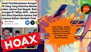 Cek fakta artikel mantan Presiden Jokowi terima Rp 87 miliar dari Bupati Bekasi
