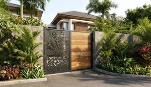 Model Pagar Besi Minimalis Mewah Kombinasi Kayu (Foto: Gemini)