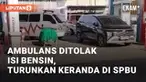 Pada Kamis (10/10/2024), ambulans menurunkan keranda. Peristiwa ini terjadi di SPBU Penggaron, Semarang