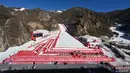 Pemandangan umum Pusat Ski Alpine Nasional Yanqing menjelang Olimpiade Musim Dingin Beijing 2022 di distrik Yanqing, 2 Februari 2022. Ini adalah lapangan ski Alpine pertama di China yang memenuhi standar Olimpiade, dan salah satu tempat tersulit di dunia. (Dimitar DILKOFF/AFP)