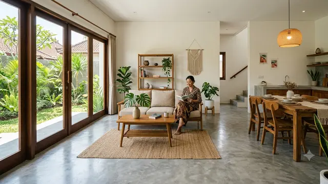 Desain Rumah Lantai Semen Ekspos Halus yang Terlihat Elegan, Bersih dan Bikin Nyaman