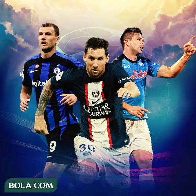 Liga Champions - Edin Dzeko, Lionel Messi, Giovanni Simeone