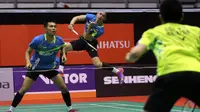 Ganda putra Indonesia, Fajar Alfian/Muhammad Rian Ardianto, mengalahkan Goh V Shem/Tan Wee Kiong, pada final Malaysia Masters 2018, Minggu (21/1/2018). (BWF)