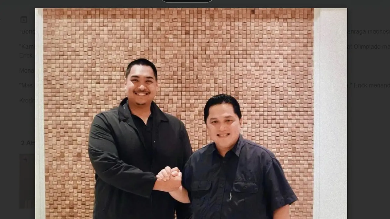 Dito Ariotedjo mengunggah status sosial media Instagram foto bersama Menteri Badan Usaha Milik Negara atau Menteri BUMN Erick Thohir jelang reshuffle.