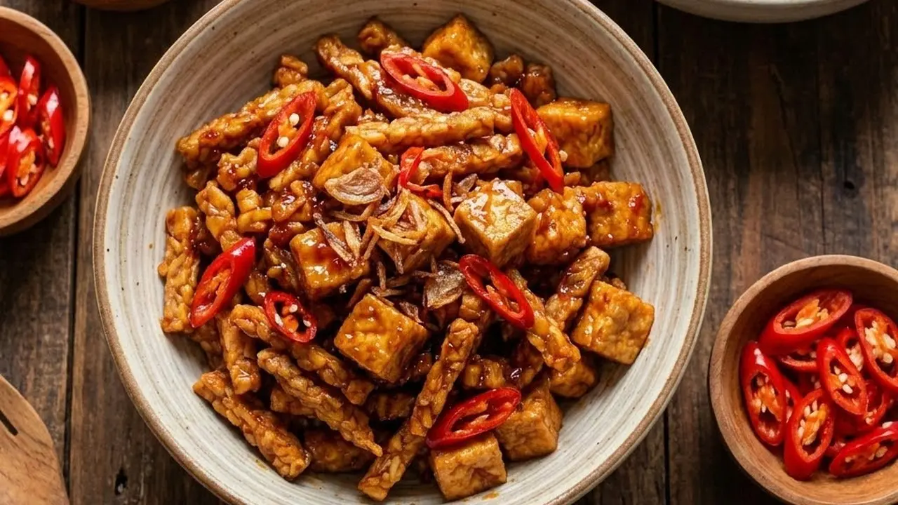 Sajian sambal goreng tahu tempe kering pedas manis (Gemini AI)