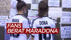 Beria video dua orang gadis kecil bernama Mara dan Dona mengunjungi klinik tempat Maradona dirawat.
