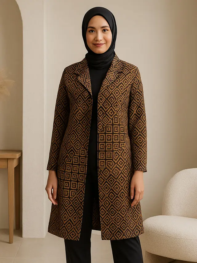 7 Koleksi Batik Kardigan dan Tunik dengan Detail Motif Unik, Cocok untuk Hijaber