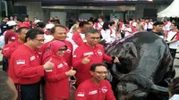 Bursa Efek Indonesia (BEI) memperkenalkan ikon barunya, Banteng Wulung. (Liputan6.com/Septian Deny)