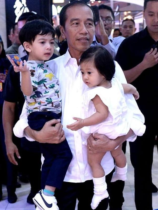 Jokowi saat menggendong kedua cucunya, Jane Ethes ddan Sedah Mirah. (dok. Instagram @jokowi/https://www.instagram.com/p/B2Ik1buBVLR/Putu Elmira)