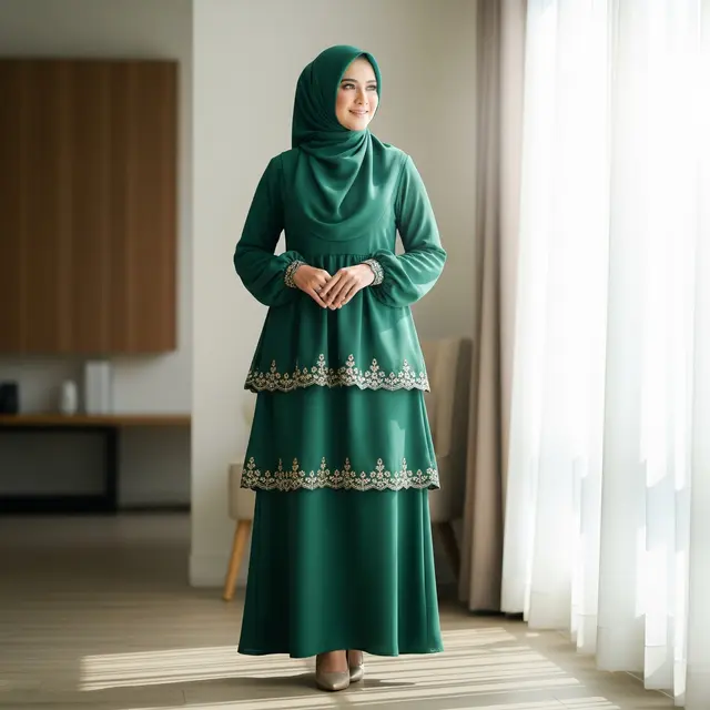 Model Gamis Potongan Dua Tingkat untuk Lebaran 2026