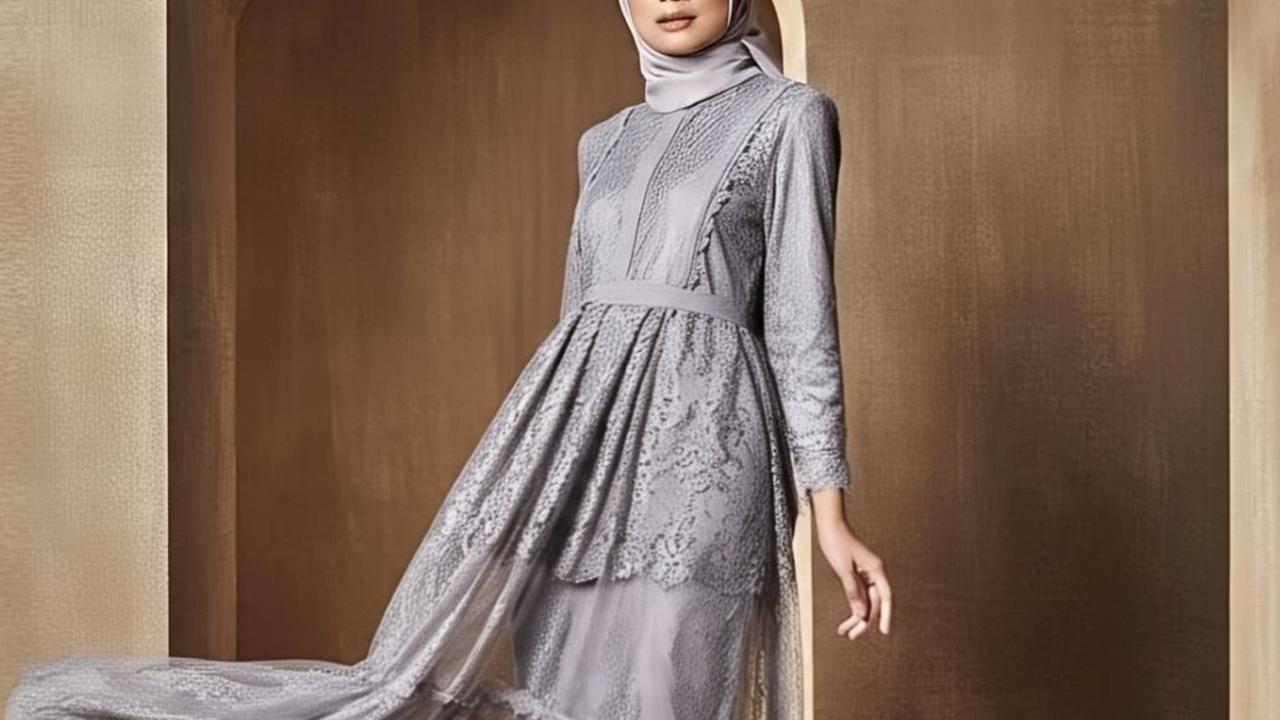 7 Model Gamis Brokat Warna Abu-Abu Kombinasi Terbaru, Bisa Jadi Pilihan untuk Tampil Elegan