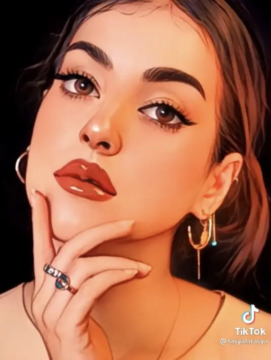 Gaya, Makeup serta aksesoris ini membuat tasya terlihat unreal seperti hollywood animation (tiktok/tasyafarasya)