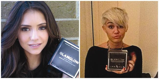 Nina Dobrev & Miley Cyrus use GLAMGLOW (c) glamglowmud.com