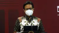 Menteri Kesehatan RI Budi Gunadi Sadikin saat konferensi pers Hasil Ratas Evaluasi PPKM di Kantor Presiden Jakarta, Senin (4/4/2022). (Dok Humas Sekretariat Kabinet RI)
