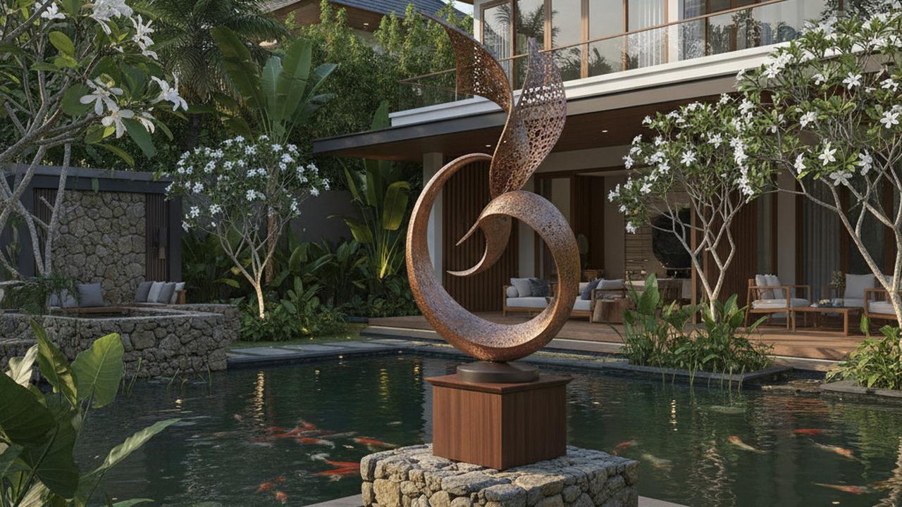 Patung Taman di Halaman Rumah Amerika