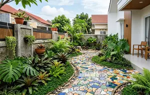 9 Ide Jalan Setapak Taman dari Pecahan Keramik Sisa Renovasi, Unik Tanpa Banyak Biaya
