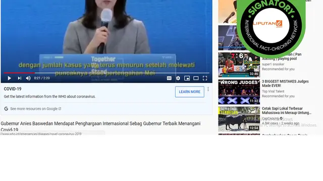 Tangkapan layar di YouTube