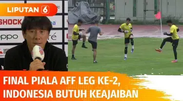 Butuh keajaiban bagi Timnas Indonesia untuk bisa mencetak sejarah menjuarai Piala AFF 2020. Setidaknya lima gol harus tercipta dalam leg kedua, Shin Tae Yong menyatakan dirinya hanya menargetkan Indonesia bermain jauh lebih baik.