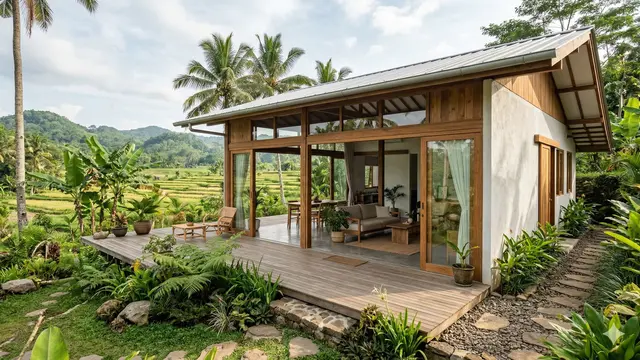 Rumah Japandi Tropis di Pedesaan Indonesia (Foto: Gemini AI)