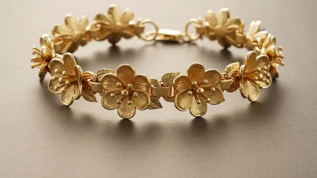 Gelang Rantai Emas Putih Motif Sakura