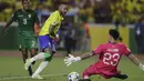 Striker Timnas Brasil, Neymar berusaha mencetak gol ke gawang Bolivia pada laga Kualifikasi Piala Dunia 2026 zona Conmebol di Mangueirao Stadium, Belem, Brasil, Sabtu (9/9/2023) pagi WIB. (AP Photo/Bruna Prado)
