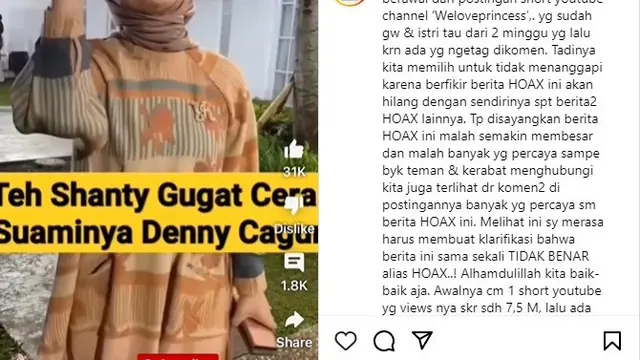 isu perceraian rumah tangga Denny Cagur dengan Shanty