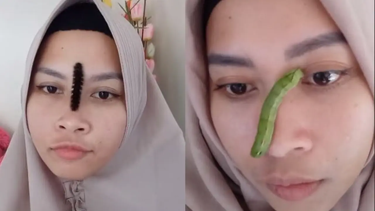 Cewek Ini Tak Jijik Taruh Ulat di Wajah, Ini 6 Video Viralnya